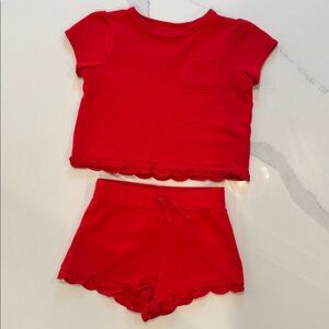 Janie and Jack Set Vibrant Red Top Girls Size (6)